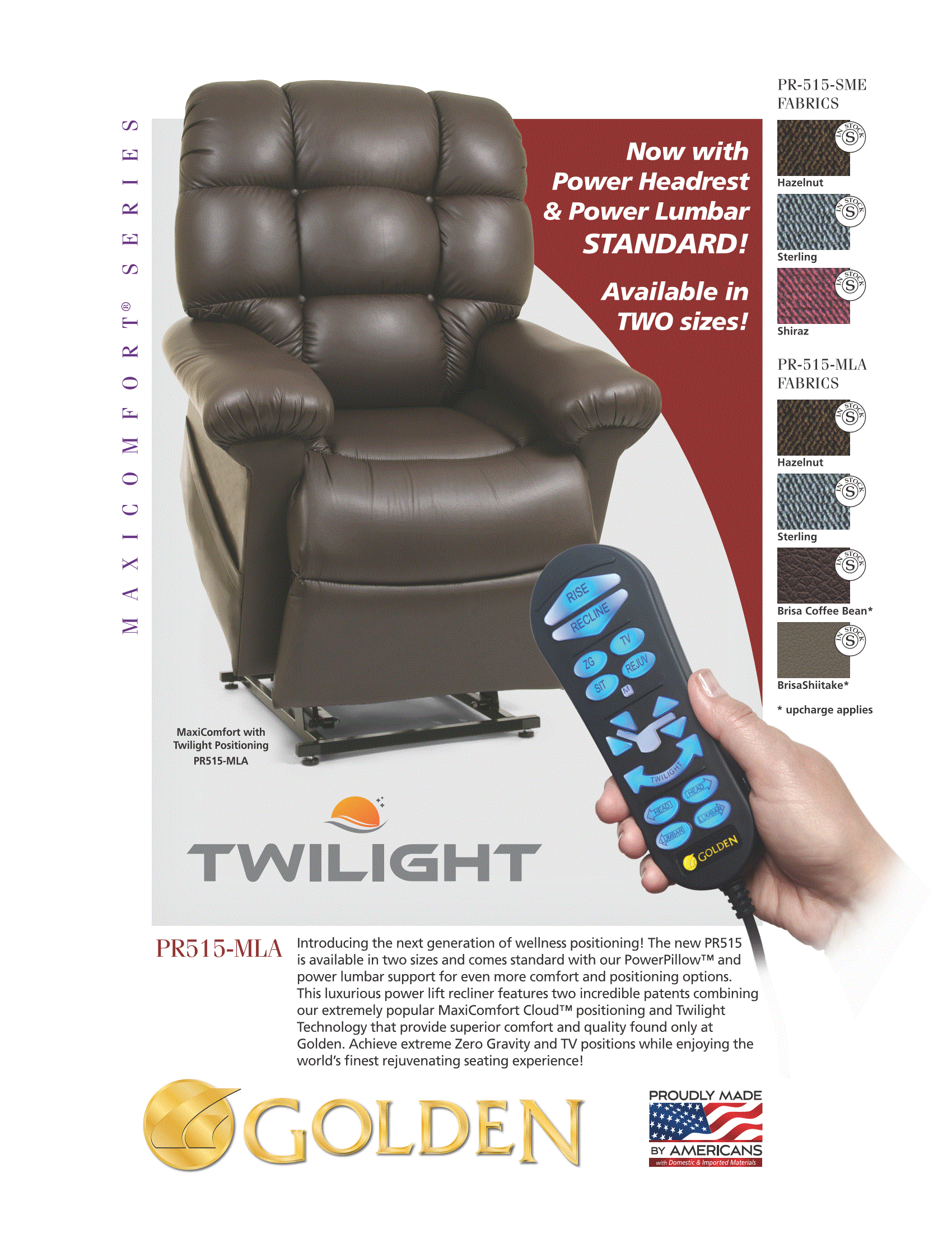 Golden Technologies Twilight PR-515 Power Lift Chair Recliners